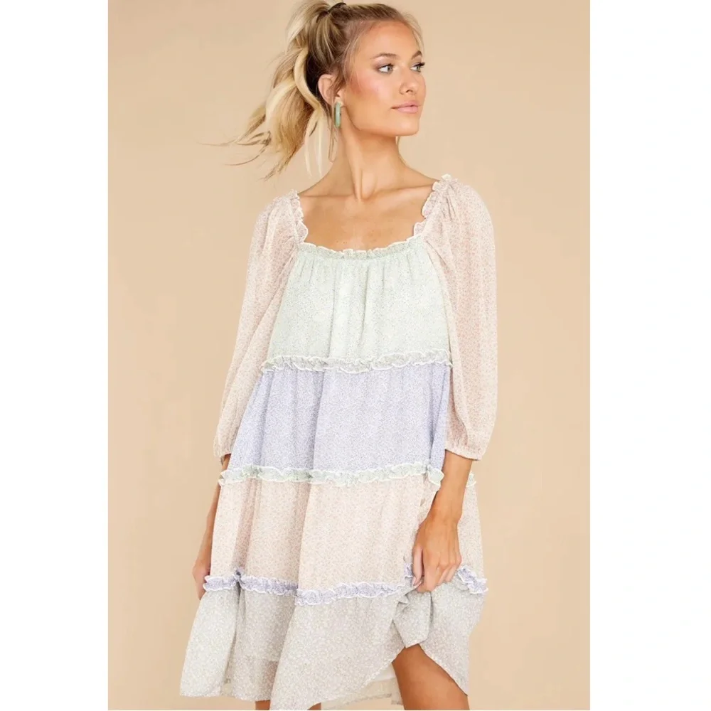 Storia Babydoll‎ Dress NWT Color Block Dress Boutique Size L H14